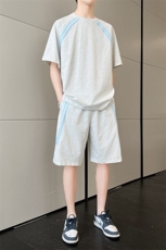 休闲运动套装男士夏季薄款拼色短袖t恤短裤酷帅两件套搭配男装潮，男装休闲套装，星座1206（原A206）
