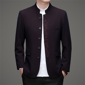 主推高品质中山装西服外套男士中老年风新中式休闲西服唐装图片