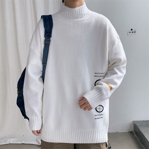 M18114-P45 加绒P65半高领毛衣男士大码针织衫男毛线衣男线衫图片