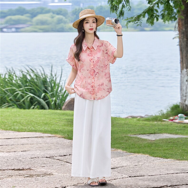 现货！2026年夏季时尚简约大方气质优雅宽松休闲两件套裤套装女,女装套装/套裙,衣之秀
