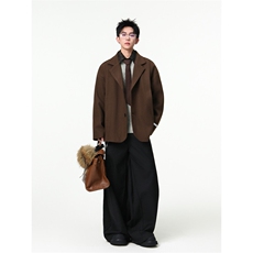 秋冬季西装短款毛呢大衣风衣潮504-F21-P75控118(加棉P85控128)，男装西服套装，星座504