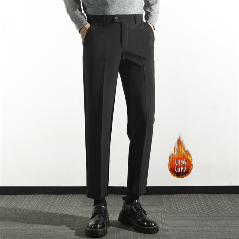 春秋款休闲西裤男士修身直筒九分裤子加绒商务西装裤K91/P50，男装西裤，星座506