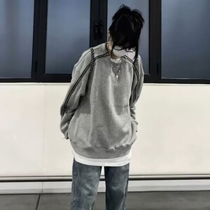 拉链卫衣男秋季新款美式街头重磅宽松情侣款外套潮牌痞帅运动上衣图片