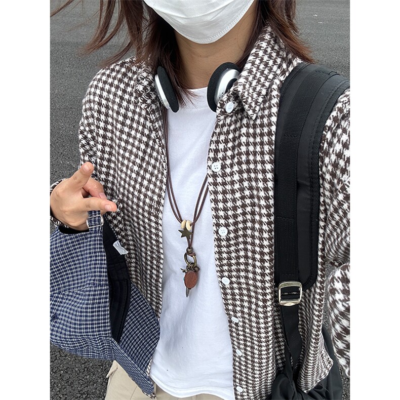 360G千鸟格磨毛秋冬新款格纹翻领衬衫加厚磨毛格子外套CS326-P40,男装衬衫,星座301C-5