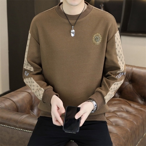 秋冬男士休闲时尚圆领60棉拼接套头卫衣打底衫X315-P47-加绒P52图片