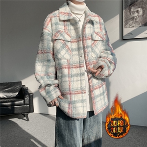 粗花呢格纹棉服复古大码夹棉加厚小香风毛圈格子呢外套LF101特P95