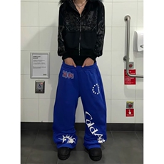 美式街头亚幻蝎子印花蓝色卫裤男女款宽松休闲设计感百搭运动长裤，男装休闲裤，四季星座505