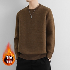 加绒保暖针织衫圆领保暖加厚内搭抗起球毛衣舒适打底衫JR2426P85，男装针织衫/毛衣，星座914