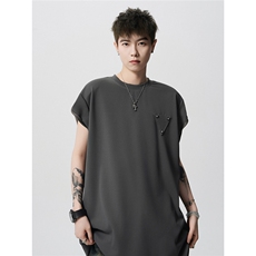 现货-原创-纽扣装饰背心痞帅坎肩休闲T恤短袖1016-1T347P27K49，男装背心/马甲，星座1016-1（原电商B408-1）