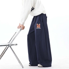 休闲阔腿裤男女韩版潮流高街帅气字母2025冬季ins长裤K6793-P53，男装休闲裤，星座412-3