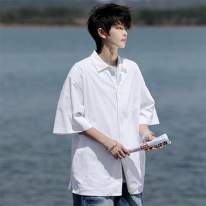 8XL-M亚麻短袖衬衫男夏薄款宽松休闲百搭大码半袖衬衣DC28002P50