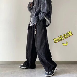 美式复古灯芯绒裤子男ins潮牌秋冬季直筒拖地裤加厚A388加绒P40图片