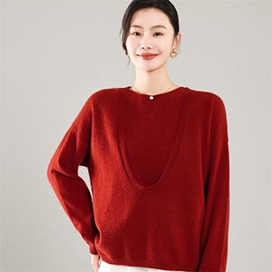 35%羊绒衫秋冬季新款舒适时尚百搭宽松女式羊绒两件套图片
