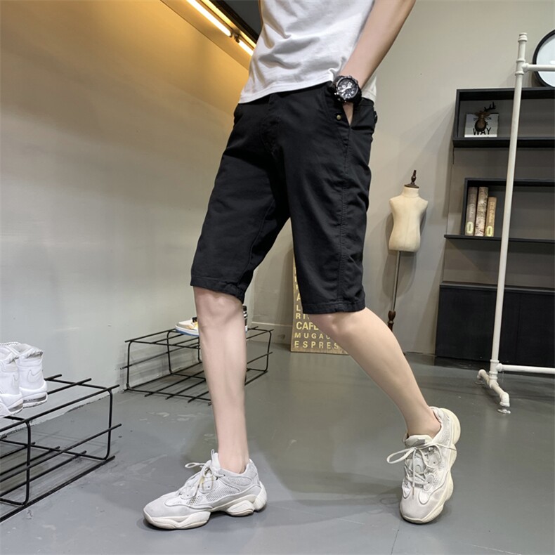 2023夏季纯水洗工装短裤百搭休闲七分马裤潮牌ins中裤G2818P45,男装休闲裤,星座914