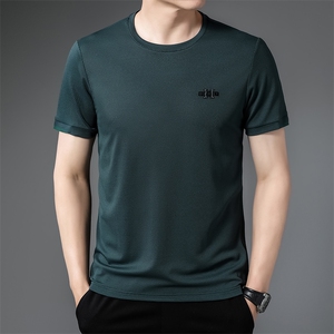 夏季新款中年男士短袖t恤薄款男装时尚休闲修身打底衫上衣服体恤
