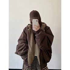 两面穿现货重磅短款座山雕棉衣男女双面穿毛毛绒棉服加厚外套，男装棉衣，电商A486-1