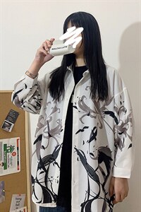 1港风夏季休闲情侣大码M-5XL潮流帅气七分袖衬衫男7854P45控68图片