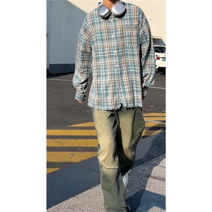 格子衬衫流苏下摆设计小众百搭美式外搭A061-AC00378-P60图片
