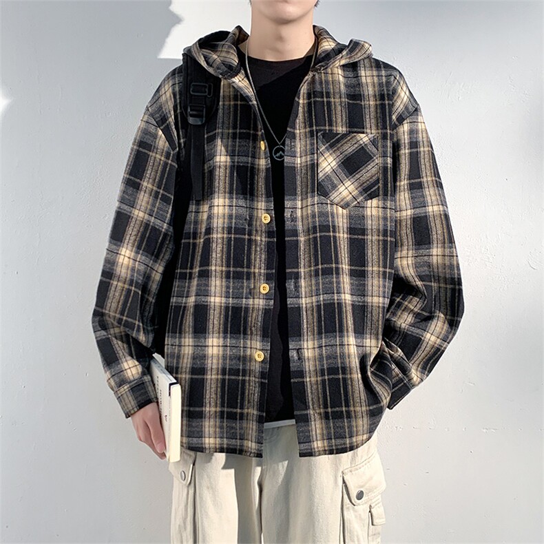 春秋新款男衬衫夹克长袖格子青年格子休闲外套JK0556-P52,男装夹克,星座308B-2