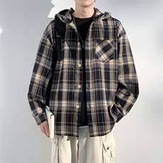 春秋新款男衬衫夹克长袖格子青年格子休闲外套JK0556-P52，男装夹克，星座308B-2