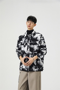 可二开定制扎染雾霾小香风面料大码M-5XL夹克男JK78082P79控128图片