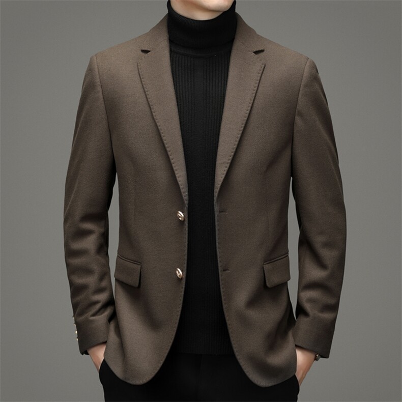 秋冬季新款时尚羊毛西服中年男士休闲外套男商务西装HM8512-P305，男装西服，电商B212（原钱塘6029）