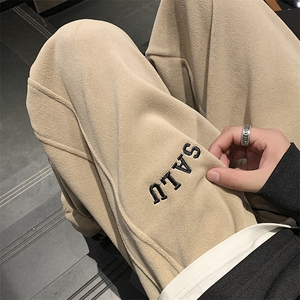 冬季新品大码双面摇粒绒刺绣束脚裤  M~5XL XZ604-K100-P50控68图片