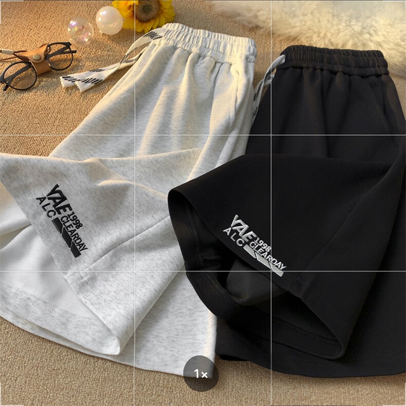 320克运动休闲短裤夏季男士字母绣花五分裤男夏天ins潮流港风裤子，男装牛仔裤，电商C306-1