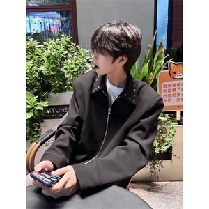 JY235-P55 小众金属铆钉设计感垫肩外套男短款 网图图片