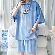 2025夏季新款旋律风车大码冰丝运动短袖套装M-5XHQ25570-P60，男装休闲套装，电商A022