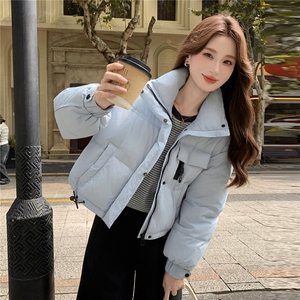 现货新款羽绒服女短款韩版立领简约加厚小个子高级感面包服外套潮图片