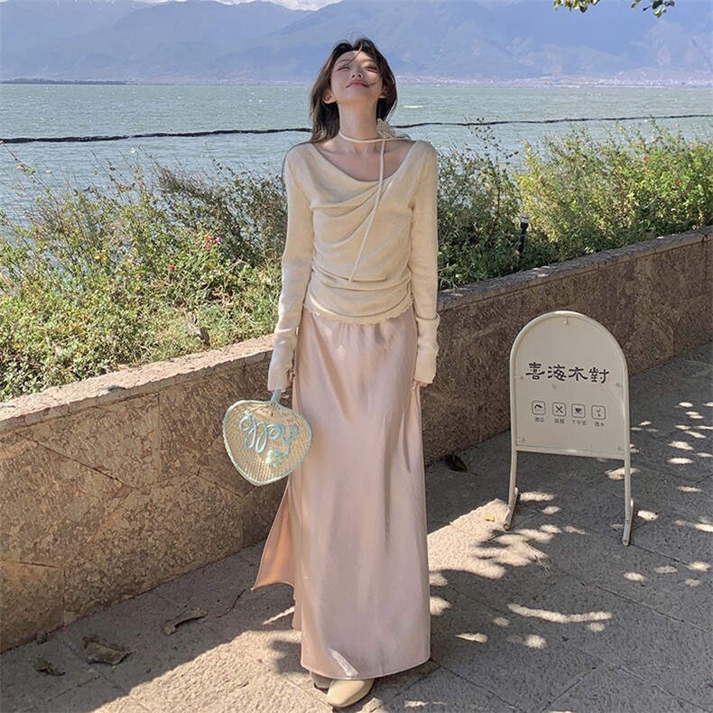 温柔风甜美酷酸半身裙套装女春秋2025新款两件套减龄独特漂亮超火,女装套装/套裙,2C353