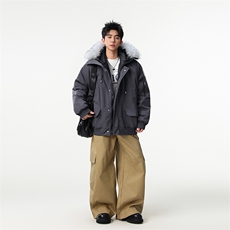 现货-美式复古派克服毛领棉服冬季保暖棉衣218-7-M133-P135-控188，男装棉衣，星座218-7