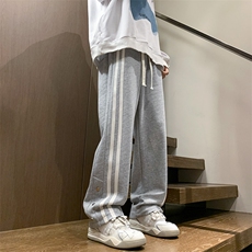 港风秋冬长裤美式高街卫裤宽松休闲两条杠拖地卫裤K23307-P45控58，男装休闲裤，星座717