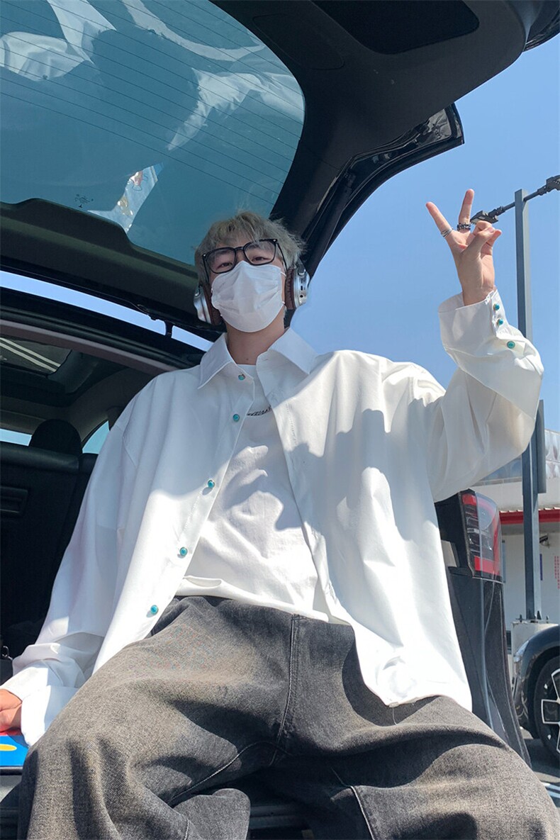 夏季简约下摆抽绳长袖衬衫外套休闲百搭衬衣外套C2249特价P45,男装衬衫,电商A007