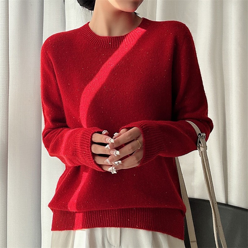 2025春秋新款羊绒衫女100山羊绒简约纯色套头上衣宽松加厚针织衫，女装羊毛衫，臻纶羊绒