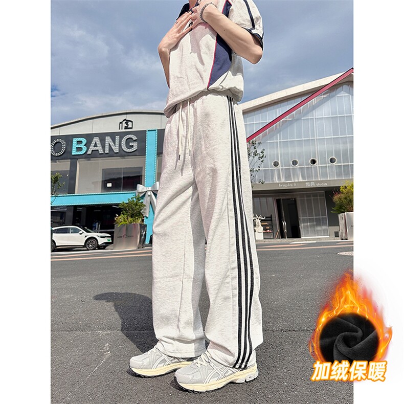 A178-K2838JR大货秋冬季加绒加厚三条杠卫裤直筒宽松特P42,男装休闲裤,电商A178
