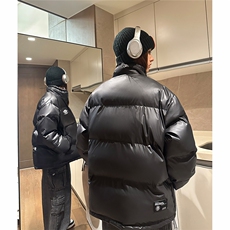 eq331亮面面包服冬季加厚保暖羽绒棉服外套男女情侣装2024新款，男装棉衣，电商C306-1
