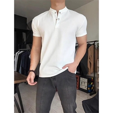 夏季男士短袖t恤高端有领子潮流青年立领上衣服半袖休闲薄款，男装Polo衫，四季星座505