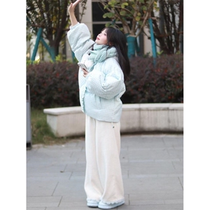 1506-1/M78271/P92学院风蓝白色格纹连帽外套棉服图片