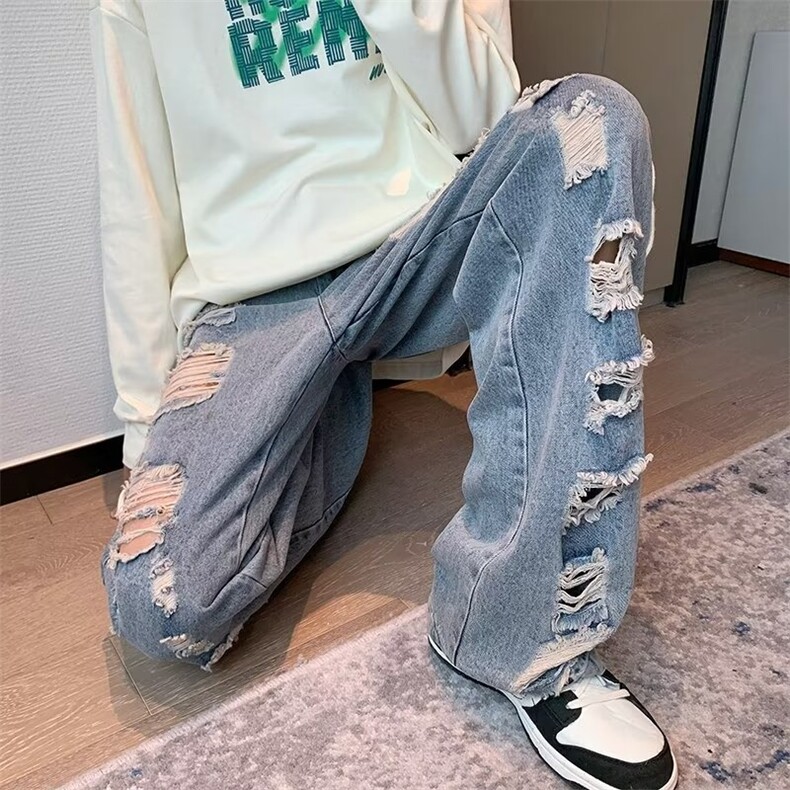 牛仔裤男秋季潮大码休闲裤子高街HK89P46,男装牛仔裤,星座1116-2