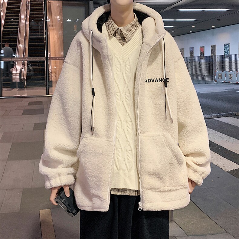 港风羊羔毛棉衣男休闲宽松棉服男卫衣潮外套XZ102A-4-MY12-P120,男装棉衣,星座211-2