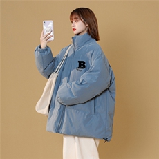 中性22冬季时尚潮流B字母加厚保暖纯色立领棉衣MY7022P85控118，男装棉衣，A247A