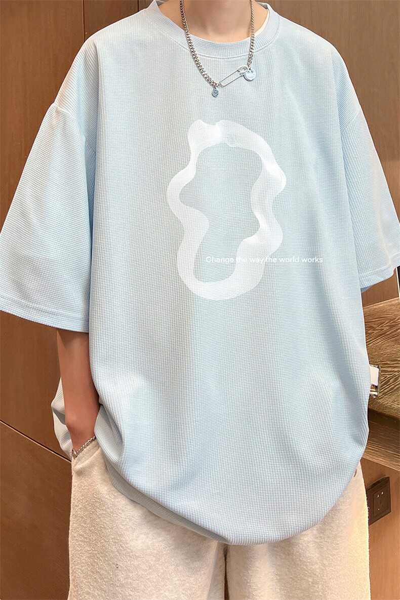华夫格t恤男短袖男大码五分袖大皂风HT73390-P22,男装T恤,电商A040