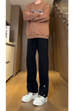现货复古蓝开衩扣子牛仔裤男美式休闲直筒阔腿裤K5821-P55控78，男装牛仔裤，星座205