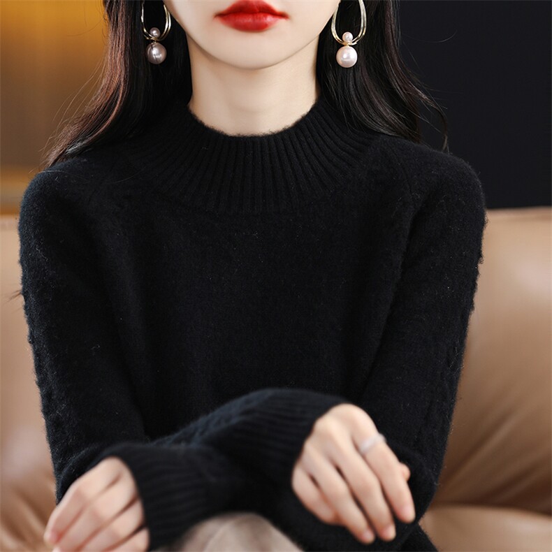 纯色羊毛衫女2024秋新款修身内搭长袖打底针织衫毛衣羊毛图片