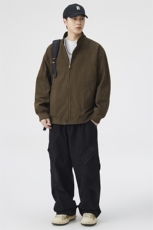 美式cleanfit教练飞行夹克男款秋季高级感廓形短款外套立领棒球服，男装夹克，电商A157B
