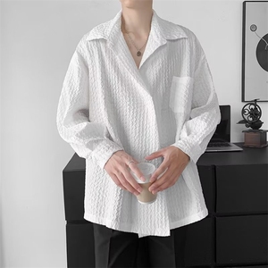 衬衫长袖男ins潮牌设计感小众衬衣痞帅港风外套帅气上衣CS768-P35图片