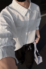 特批P32无差价春季纹理感翻领长袖衬衫男痞帅大码衬衫外套C5460，男装衬衫，电商A001-1