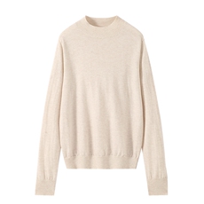 2024秋季新款女士半高领长袖短款套头35%羊绒衫通勤百搭，女装羊绒衫，富泽羊绒